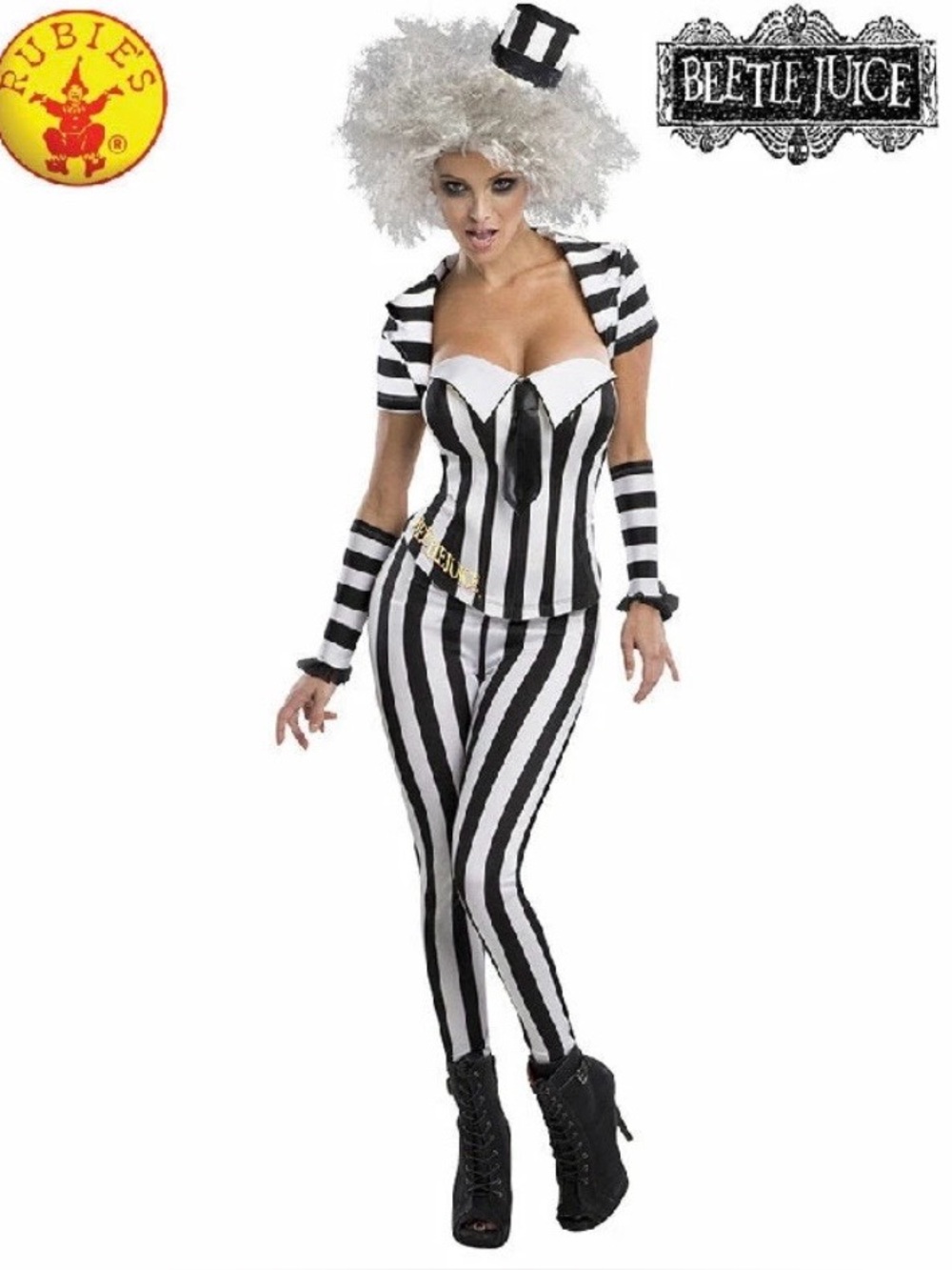Beetlejuice Woman’s Pantsuit Costume NEW Size XS Wig Included